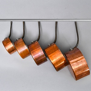 Винтажный Набор - Пять Медных Ковшиков разных размеров Франция, 60 -е годы ХХ века.