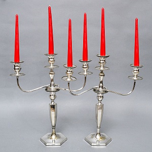 Пара Больших Антикварных Канделябров Подсвечников Silverplated, SHEFFIELD Англия начало ХХ век.