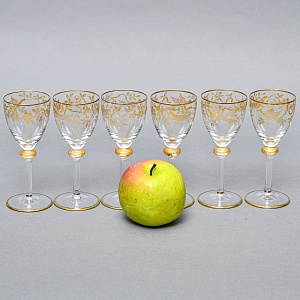 Редкость! Хрустальные Рюмки серии «Золотой Фазан», JOSEPHINENHUTTE, Германия -50 гг.