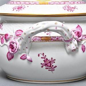 Фарфоровая Супница - Тюрина на подставке «APPONYI PURPUR», HEREND Венгрия - 1942 год.  