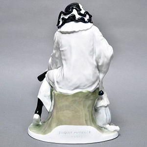 Антикварная Фарфоровая статуэтка «Пьеро с гитарой и пудель», Rosenthal Германия - 1924 год. 