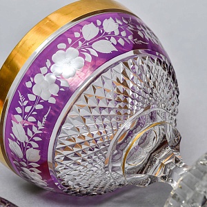 Винтажная Хрустальная Ваза с крышкой - Конфетница - Доза, Egermann, Богемия, Чехия 50-е гг. 