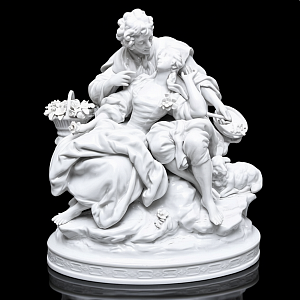 Антикварная Фарфоровая статуэтка «Влюбленная пара», VOLKSTEDTER Германия, первая половина ХХ века.