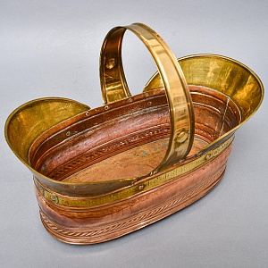 Медный -Латунный Зольник - Кашпо «Цветочная Корзинка». Англия первая половина ХХ века!