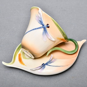 Авторский Фарфоровый Чайный сервиз «Бабочки и стрекозы» на 4 персоны, Franz Collection Тайвань.