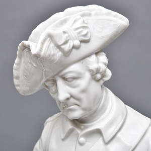 Антикварная Фарфоровая статуэтка «Старый Фриц. Король Пруссии Фридрих II с собаками»,  Volkstedt Германия.