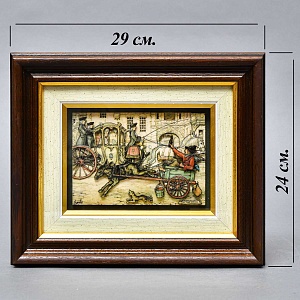Объемная Картина - Панно в технике 3D декупаж «Два экипажа», 70-е годы ХХ века.