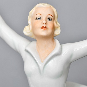 Коллекционная Фарфоровая статуэтка «Девушка фигуристка», Schau Bach Kunst Германия, 1953 - 1962 годы.