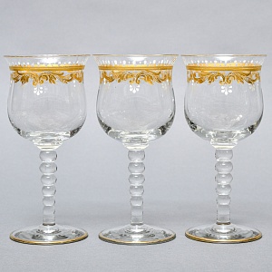 Хрустальные Фужеры - Бокалы для вина серия «Gold Laura», JOSEPHINENHUTTE, Германия -50 гг.. 