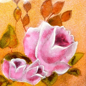 Авторская Эмаль - Картина - Натюрморт «Розовый Букет», Металл, Эмаль Германия -1983 год.