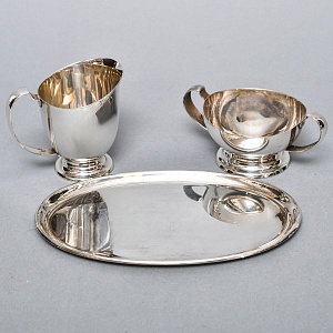 Винтажный Набор Соусников на подносе Silverplated, Англия - середина ХХ века. 
