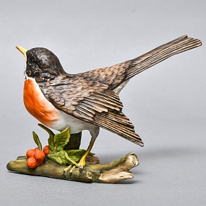 Бисквит! Коллекционная Фарфоровая статуэтка «Птица - Певчий дрозд» KAISER Porzellan Германия - 1979 год.