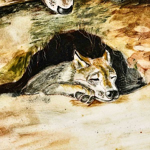 Большое Настенное Авторское Блюдо «Волки», Фаянс роспись, Конаково Россия.