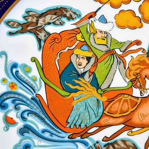 Коллекционное Блюдо - Тарелка «Мифы, сказания. Битва с волками» Фарфор, Hutschenreuther Германия. 