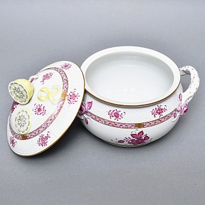 Фарфоровая Супница - Тюрина на подставке «APPONYI PURPUR», HEREND Венгрия - 1942 год.  