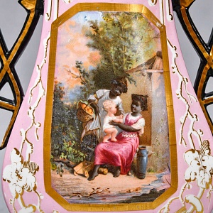 Антикварные Парные Фарфоровые Вазы «Счастливое детство», Франция, конец XIX - начало ХХ века. 