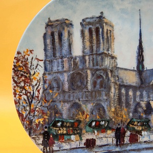  Коллекционная Тарелка «Париж - Собор Парижской Богоматери» Фарфор, Лимож, Limoges, Франция.
