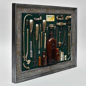 Коллекционное Настенное Панно - Картина «Старинные Медицинские Инструменты», СССР -40гг. ХХ века.