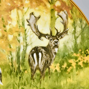 Коллекционная Фарфоровая Тарелка - Блюдо «Дикая Природа. Два оленя», KAISER Германия. 