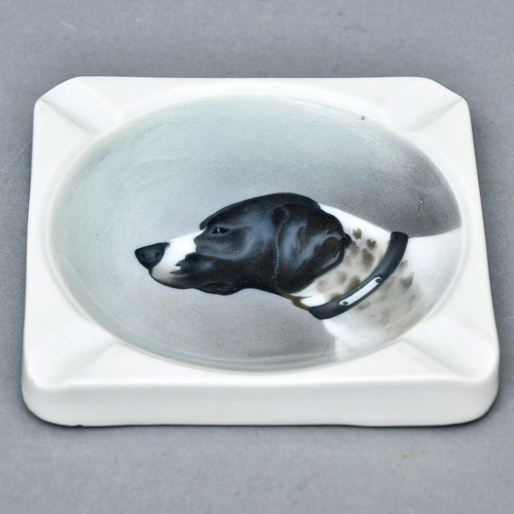 Антикварная Фарфоровая Пепельница «Охотничья собака», Kaestner Saxonia, Германия -20 гг. 