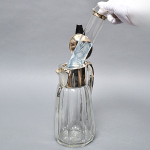 Винтажный Хрустальный Графин - Кувшин на 2,8 литра с Колбой для льда, Silverplated Германия. 