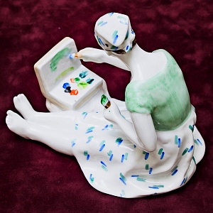 Редкая! Коллекционная Авторская Фарфоровая статуэтка «На Этюдах», ДФЗ - Дулево, СССР 50 гг. 