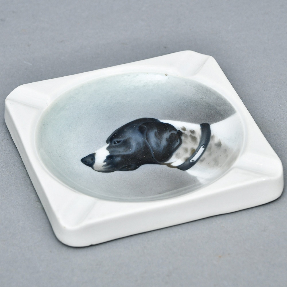 Антикварная Фарфоровая Пепельница «Охотничья собака», Kaestner Saxonia, Германия -20 гг. 