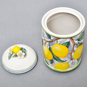 Авторский Чайный сервиз на 4 персоны «Лимоны», фарфор, ручная роспись, Гжель Россия -2000 г..
