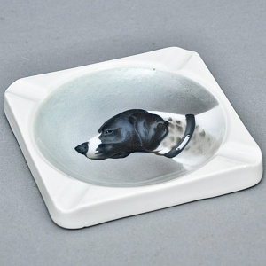 Антикварная Фарфоровая Пепельница «Охотничья собака», Kaestner Saxonia, Германия -20 гг. 