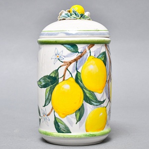 Авторский Чайный сервиз на 4 персоны «Лимоны», фарфор, ручная роспись, Гжель Россия -2000 г..