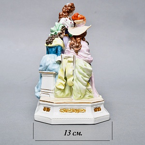 Антикварная Статуэтка «Неожиданное Угощение», Фарфор, Dressel & Kister Passau Германия, 1907 - 1922 гг. 
