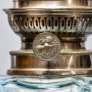 Старинная Керосиновая Лампа «Цветущий Аквамарин», Kosmos - Brenner, Франция начало ХХ века.