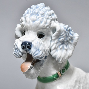 Коллекционная Фарфоровая статуэтка «Собака. ПУДЕЛЬ в зеленом ошейнике», ROSENTHAL Германия.