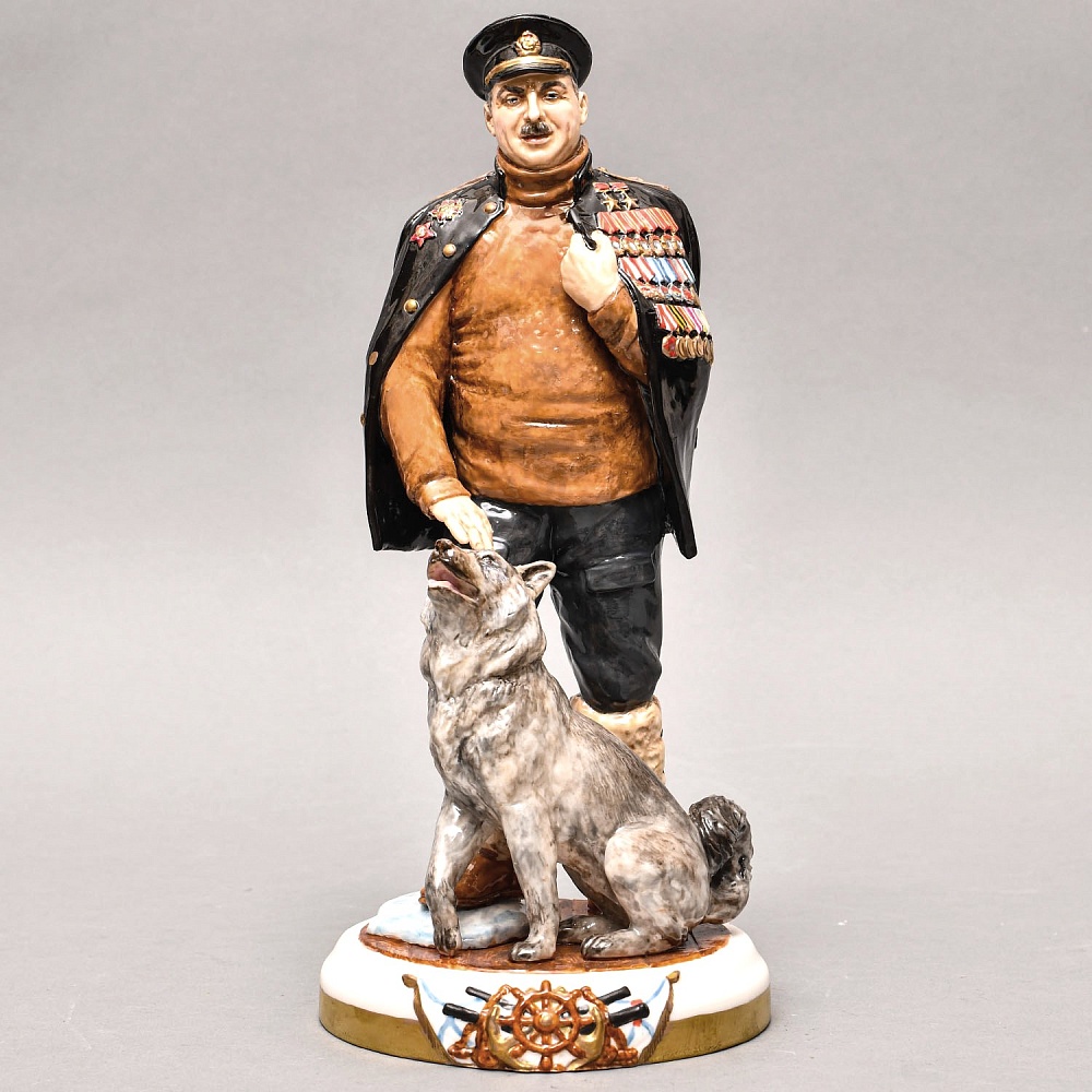 Коллекционная Авторская Статуэтка «Советский Исследователь Арктики - Папанин И.Д.», фарфор, Россия. 