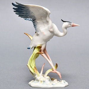 Коллекционная Фарфоровая Статуэтка «Птица - Взлетающая Цапля», Hutschenreuther, Германия -1970 год.