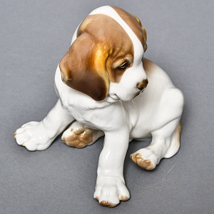 Коллекционная Фарфоровая статуэтка «Собака. Щенок Сенбернара», Nymphenburg Германия, 50-е гг.