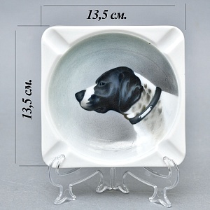 Антикварная Фарфоровая Пепельница «Охотничья собака», Kaestner Saxonia, Германия -20 гг. 