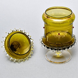 Антикварная Стеклянная Конфетница - Бисквитница - Доза, Германия конец XIX века. 