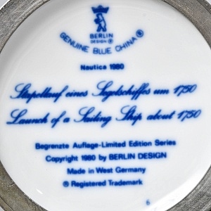 Коллекционная Пивная Кружка «Спуск Корабля на воду», фарфор, Berlin Design Германия -1980 год.