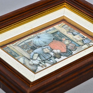 Объемная Картина - Панно в технике 3D декупаж «За покупками», 70-е годы ХХ века.