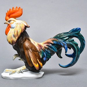Коллекционная Фарфоровая статуэтка «Бойцовый Петух», ROSENTHAL Германия, середина ХХ века. 