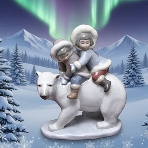 Коллекционная Фарфоровая статуэтка «Эскимосские наездники», Lladro Испания, 1986 - 2019 годы.