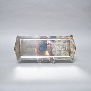 Винтажный Прямоугольный Металлический Поднос - Подставка, Silverplate Англия.