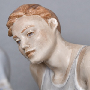 Большая Коллекционная Фарфоровая статуэтка «Затянувшаяся партия», ДФЗ Дулево Россия. 