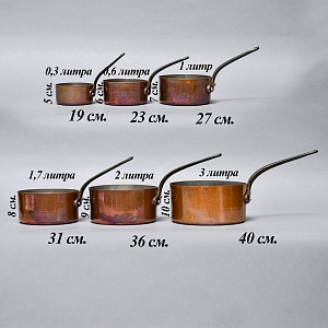 Винтажный Набор из 6-ти Ковшиков разных размеров, Медь, Франция, 60 -е годы ХХ века!