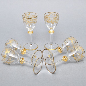 Редкость! Хрустальные Рюмки серии «Золотой Фазан», JOSEPHINENHUTTE, Германия -50 гг.