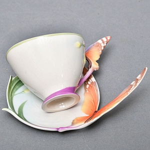 Авторский Фарфоровый Чайный сервиз «Бабочки и стрекозы» на 4 персоны, Franz Collection Тайвань.