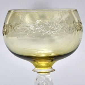 Антикварный Набор бокалов для Вина 6 шт. «MICADO CARAMEL», Saint Louis. Франция, начало ХХ века.