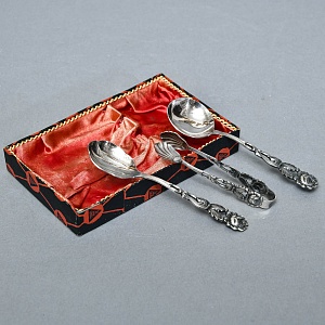 «Хильдесхаймская роза» - Десертный Сервировочный Набор, Silverplate, Германия 60-е годы.