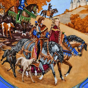 Коллекционная Фарфоровая тарелка «Соколиная охота», Hutschenreuther Германия. 